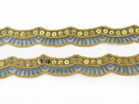 Multicolor Sequins & Thread Embroidered Border