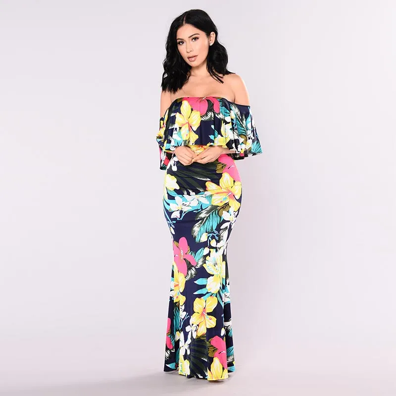 Navy Tropical Lover Dress #Maxi Dress #Blue