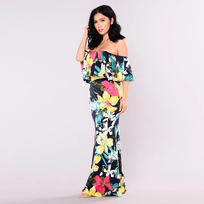 Navy Tropical Lover Dress #Maxi Dress #Blue