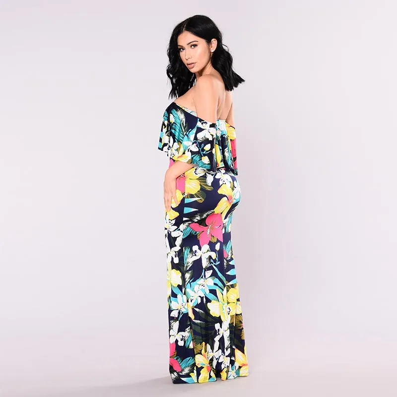 Navy Tropical Lover Dress #Maxi Dress #Blue