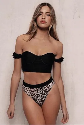 Off Shoulder Cover Up Leopard  Bikini