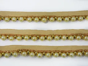 Peach Cream Beaded Embroidered Border