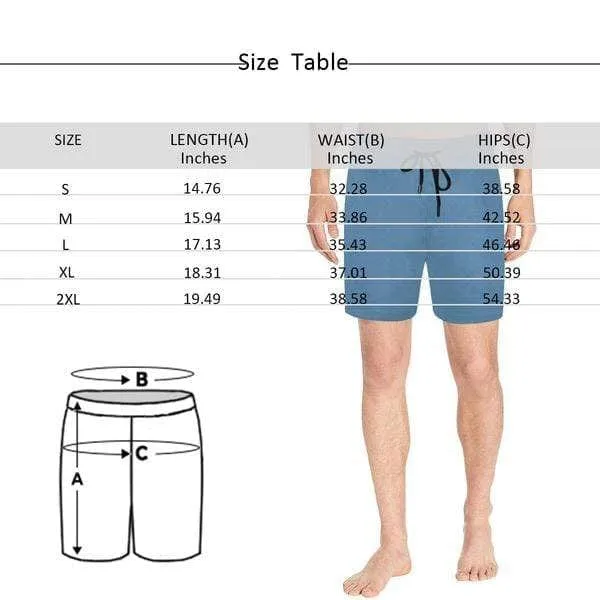 Personalized Swim Trunks Custom Face Blue Men's Quick Dry Swim Shorts with Funny Pictures