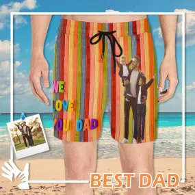 Personalized Swim Trunks Customize Swim Trunks Design Face Row Simple Men's Quick Dry Swim Shorts