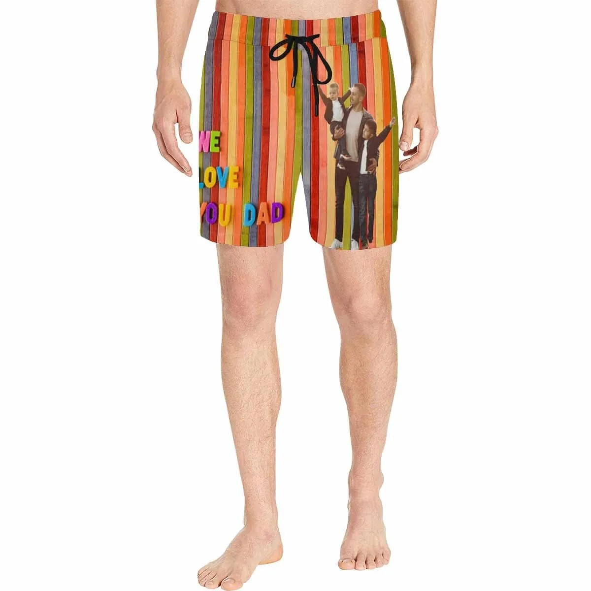 Personalized Swim Trunks Customize Swim Trunks Design Face Row Simple Men's Quick Dry Swim Shorts