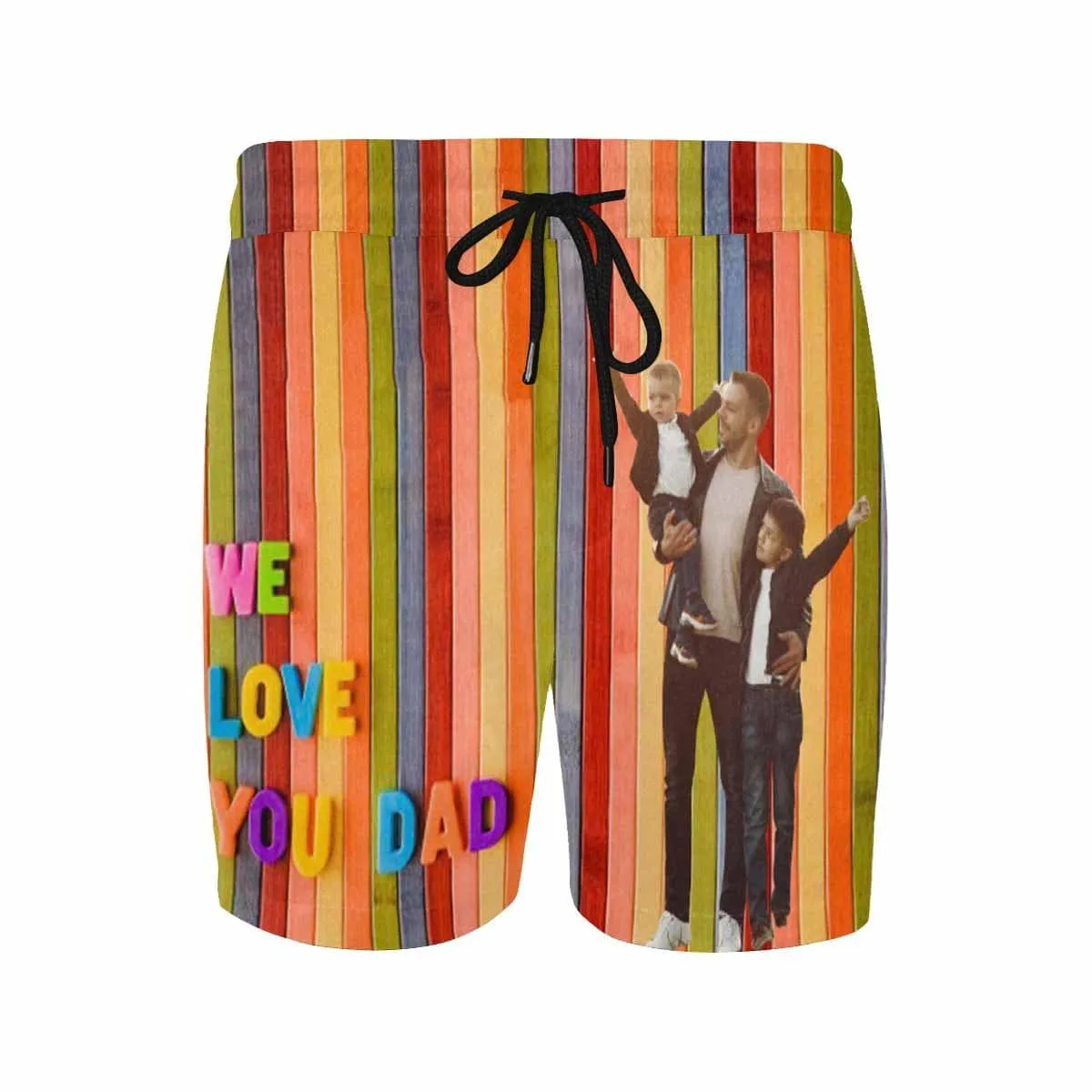 Personalized Swim Trunks Customize Swim Trunks Design Face Row Simple Men's Quick Dry Swim Shorts