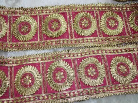 Pink Geometric Gota Trim Embroidered Lace