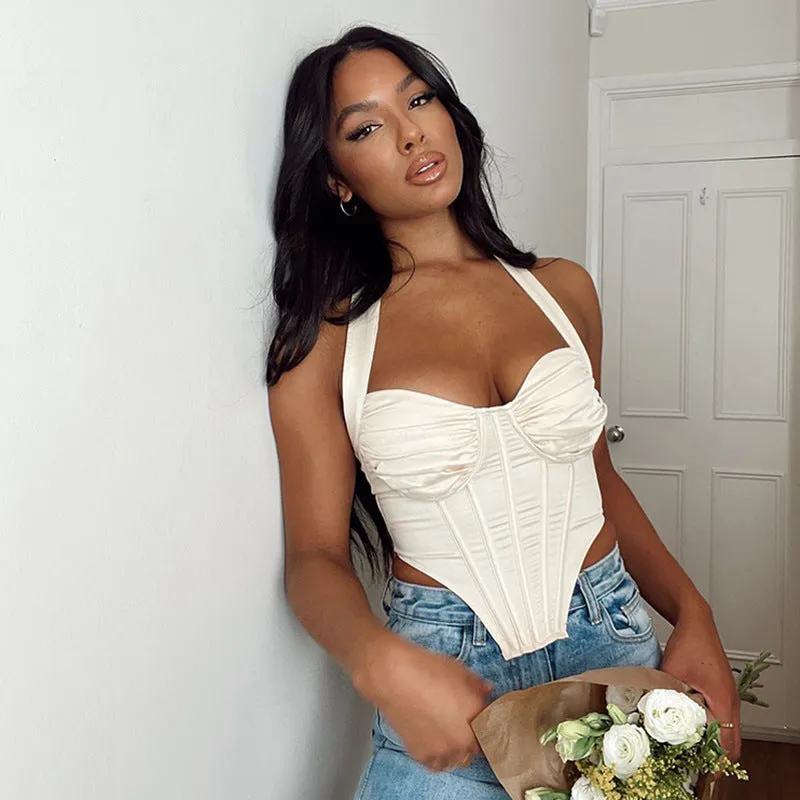 Pleated Halter Corset Top