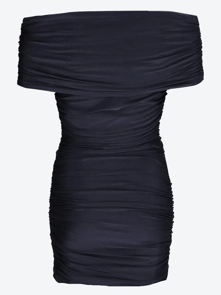 Pleated off-shoulder dress