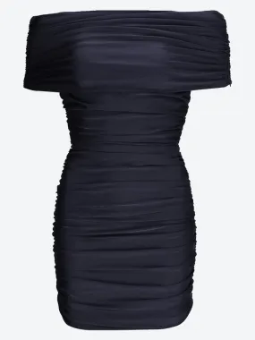 Pleated off-shoulder dress