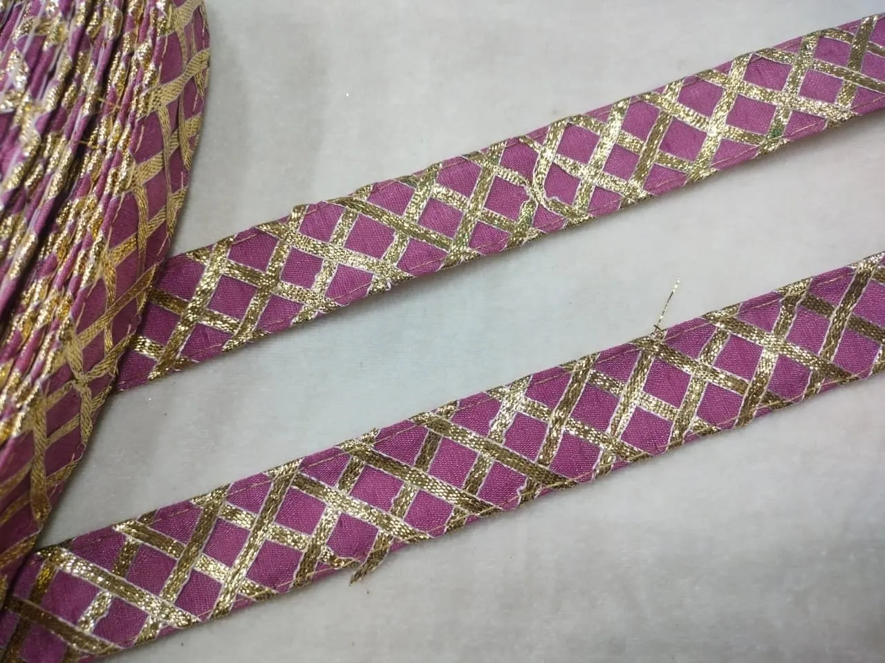 Purple & Golden Fancy Gota Trim
