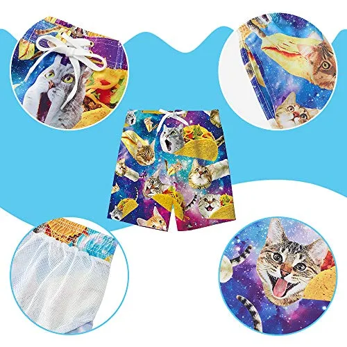 RAISEVERN Swim Trunks for Boys US Flag Beach Shorts Funny Cool American Flag Board Shorts Boys Swimsuits Summer Cute Swimwear Teens Kids Bathing Suits Quick Dry Shorts 9T 10T