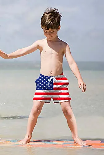 RAISEVERN Swim Trunks for Boys US Flag Beach Shorts Funny Cool American Flag Board Shorts Boys Swimsuits Summer Cute Swimwear Teens Kids Bathing Suits Quick Dry Shorts 9T 10T