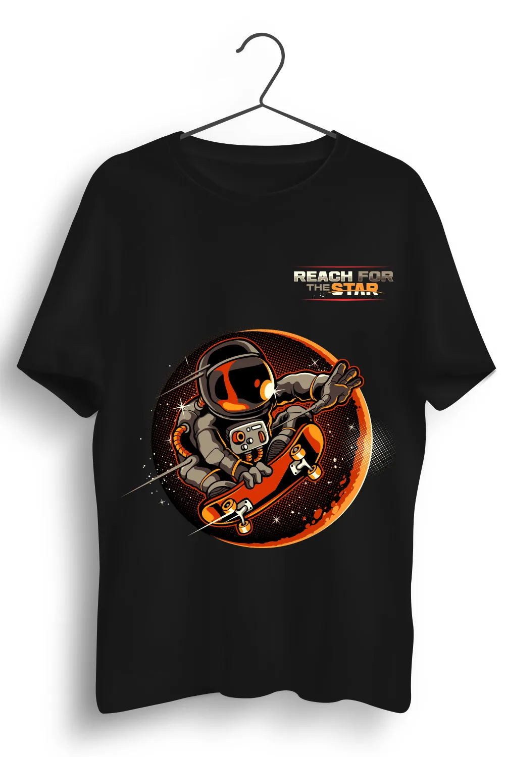 Reach For The Stars Graphic Printed Black Tshirt