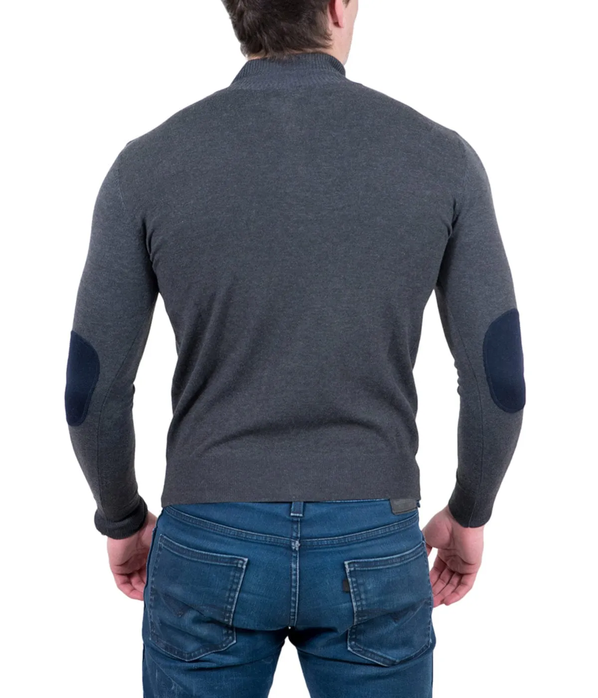 Real Cashmere Anthracite Half Zip Fine Cashmere Blend Mens Sweater