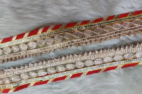 Red Gota Work Embroidered Border