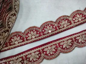 Red Zardozi Scalloped Trim