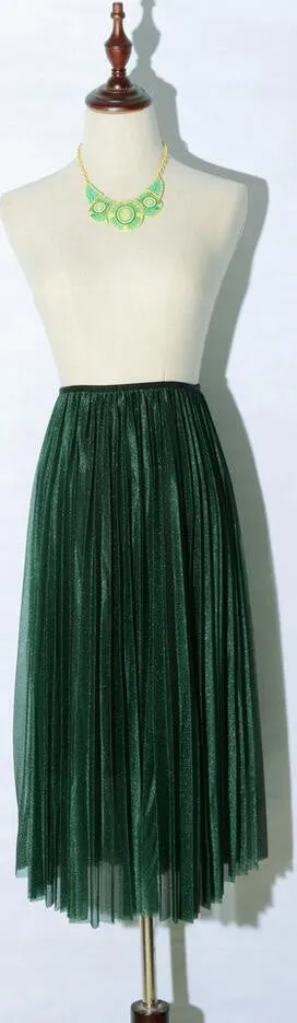 Retro Pleated Elastic Waist Long Veil Skirt