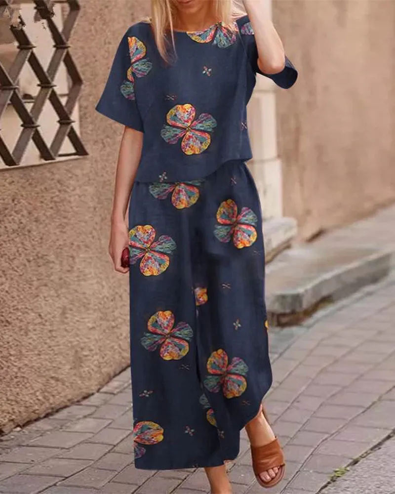 Retro Print Two Piece Sets