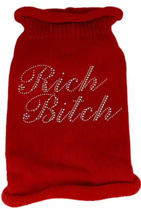 Rich Bitch Rhinestone Knit Pet Sweater XS Red
