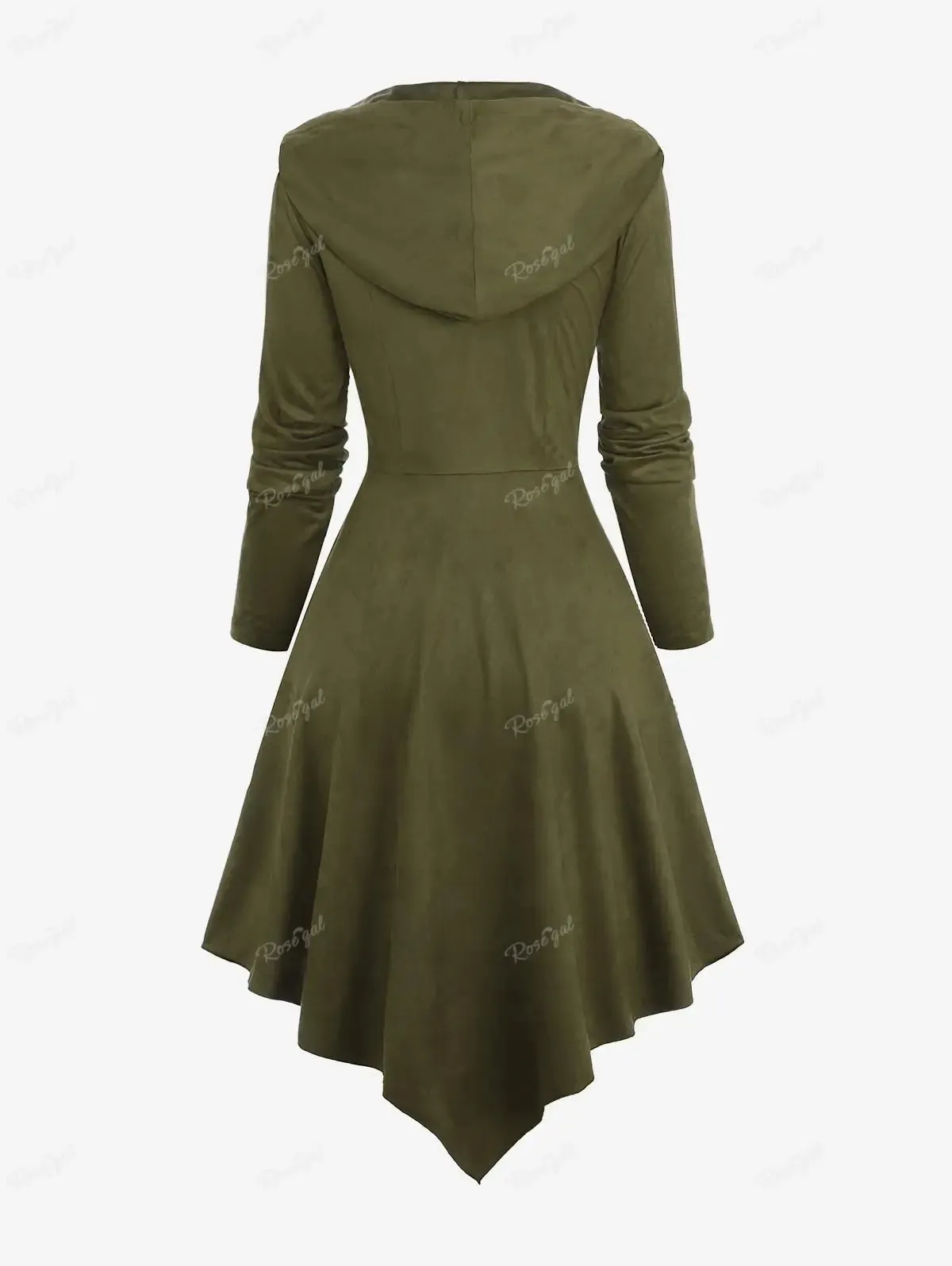 Ros gal Plus Size Damen lässig lange Mäntel einfarbig Pu Schnalle Kapuze Taschentuch Mantel Herbst Winter asymmetrische Outwear Top