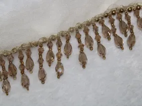 Rose Golden Crystal Beads Handwork Beaded Lace