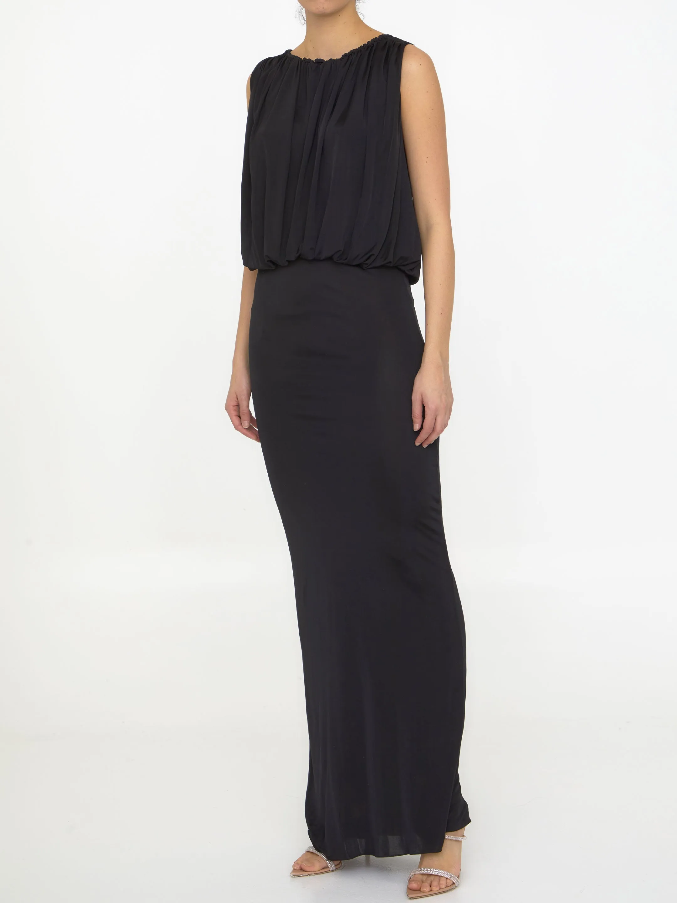 Saint Laurent Long Dress In Shiny Jersey