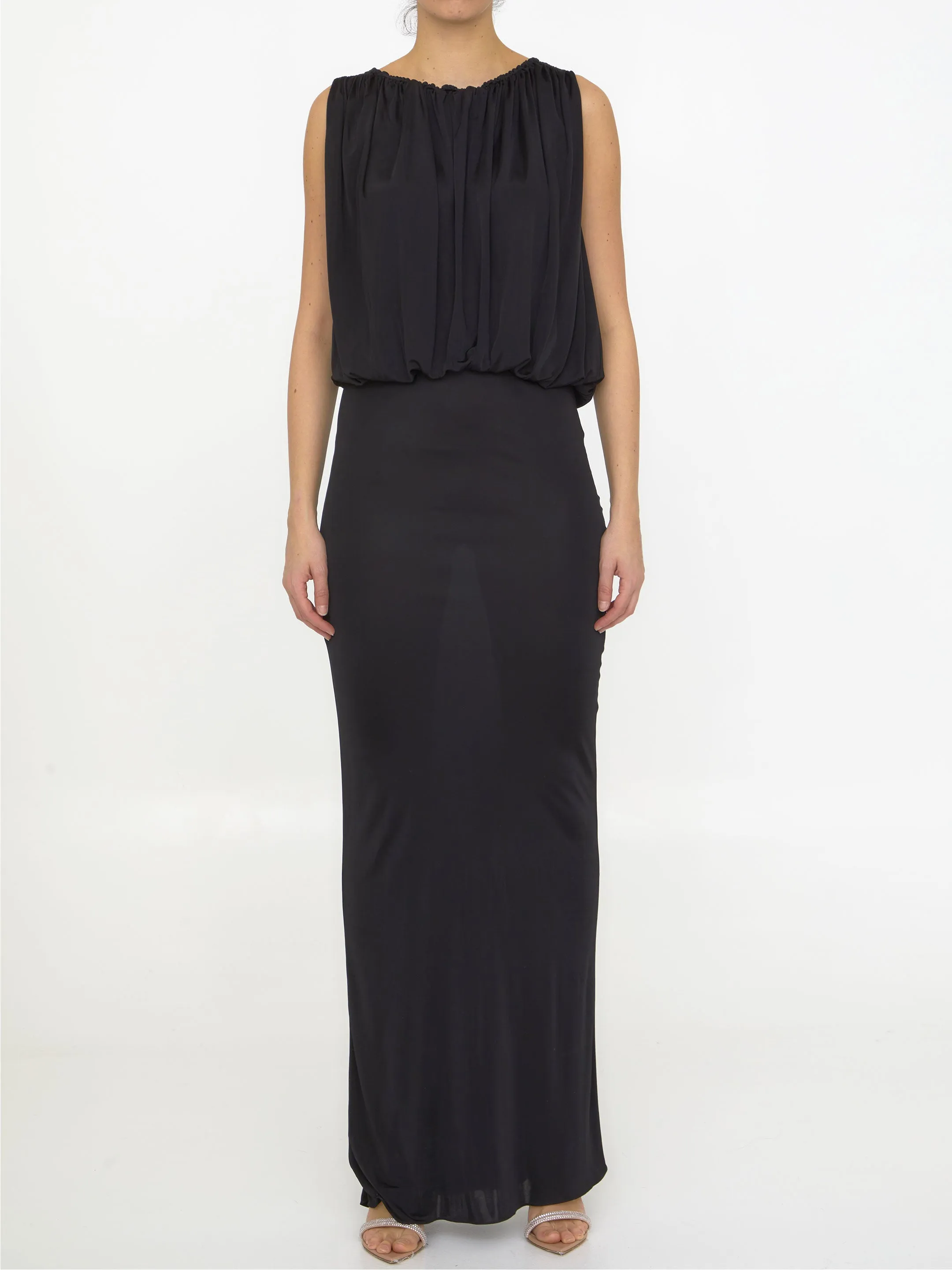 Saint Laurent Long Dress In Shiny Jersey