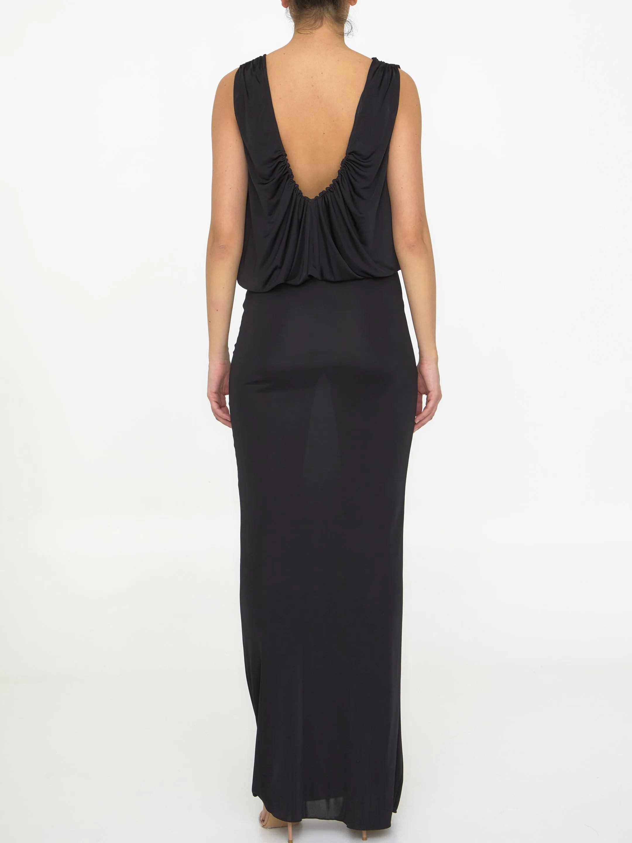 Saint Laurent Long Dress In Shiny Jersey