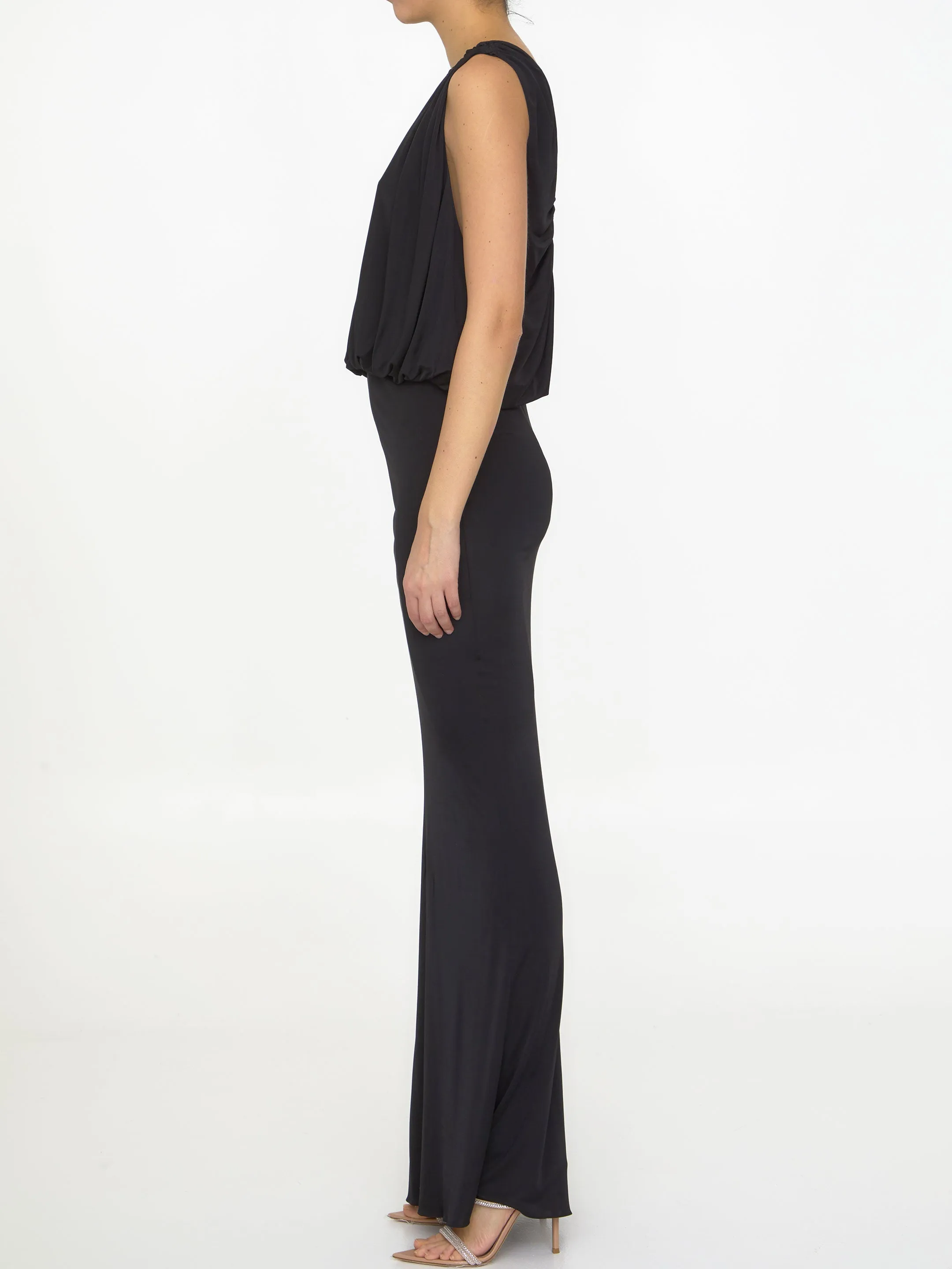 Saint Laurent Long Dress In Shiny Jersey