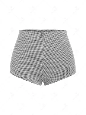 Seamolly Vintage Gingham High Waisted Beach Swim Bottom Boyshorts