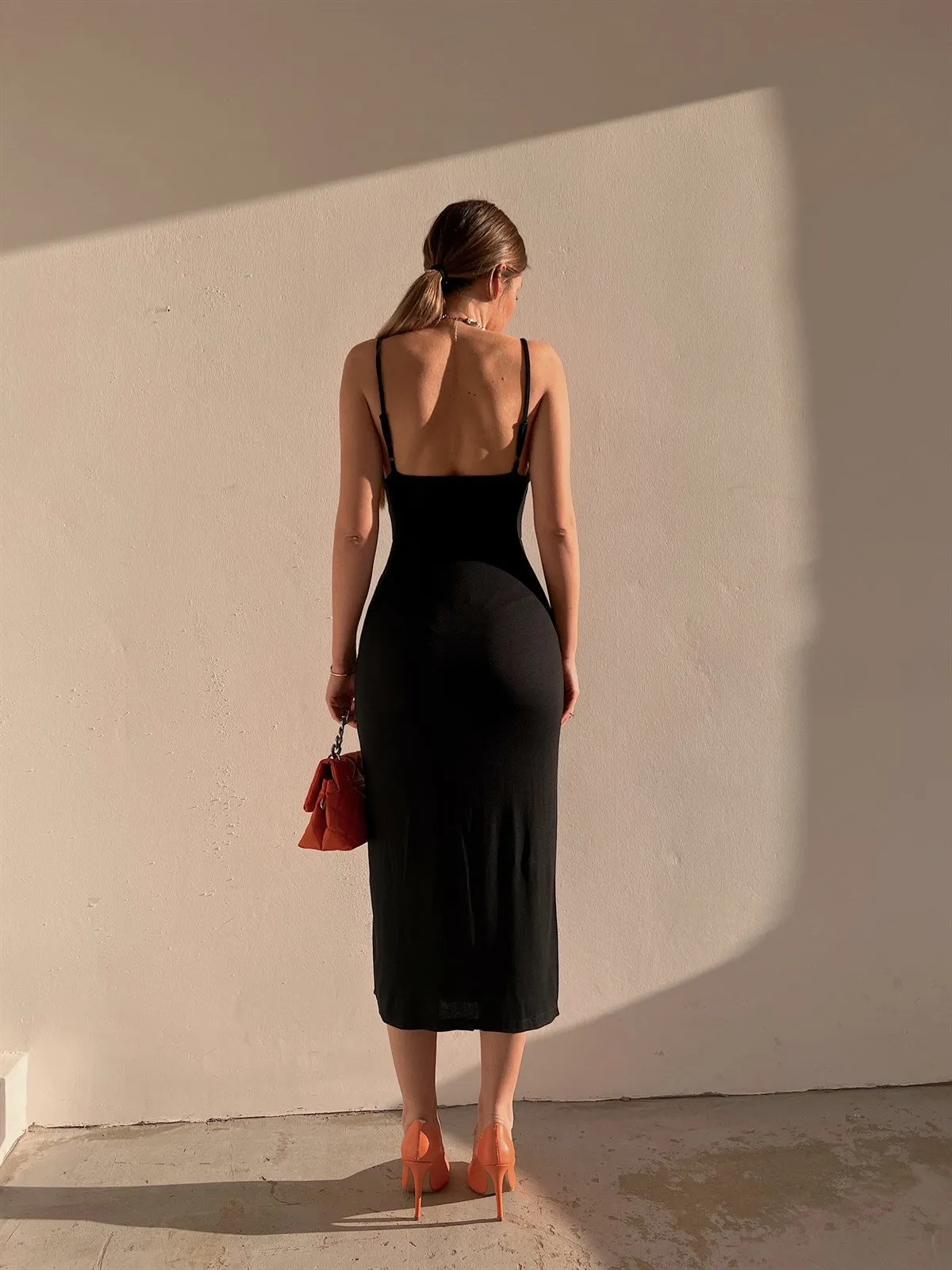 Seductive Strappy Ruched Side-Slit Maxi Dress