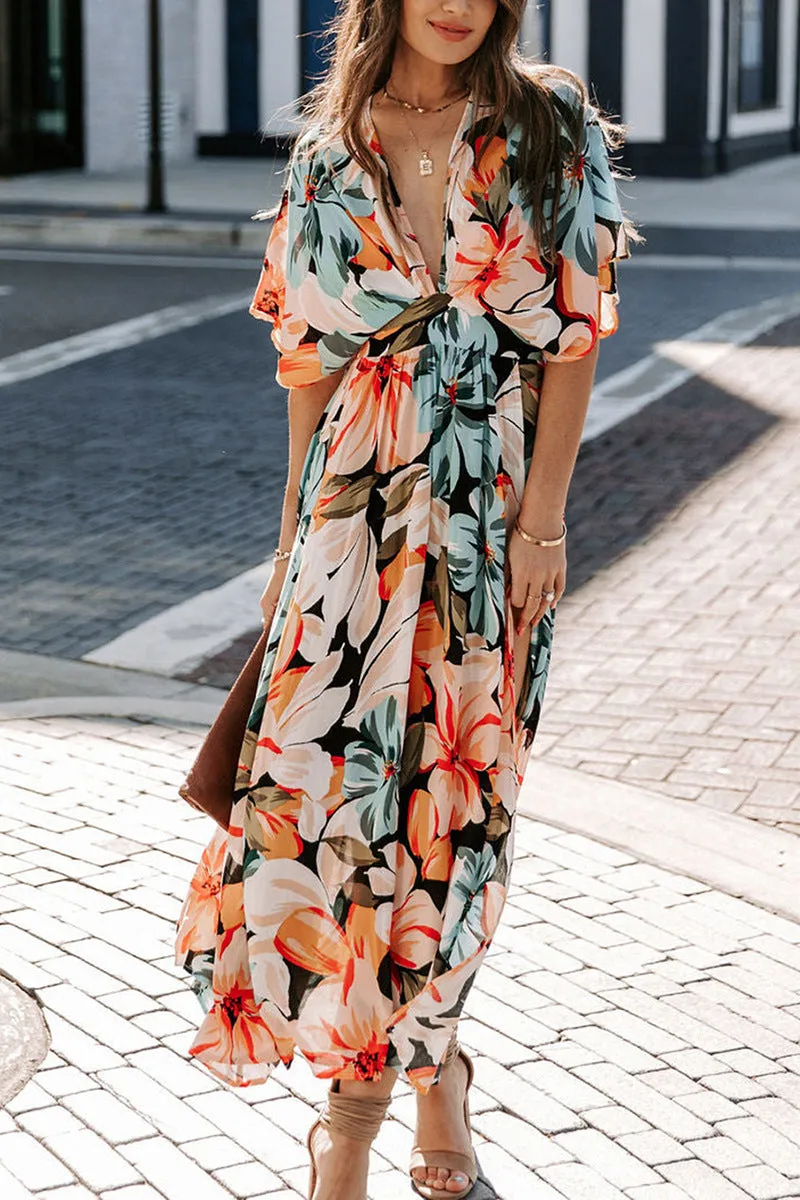Sensual High-Waisted Fashion Floral Slit Maxi Dress