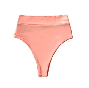 SEYCHELLES HIGH WAISTED BIKINI BOTTOMS IN PEACH PINK