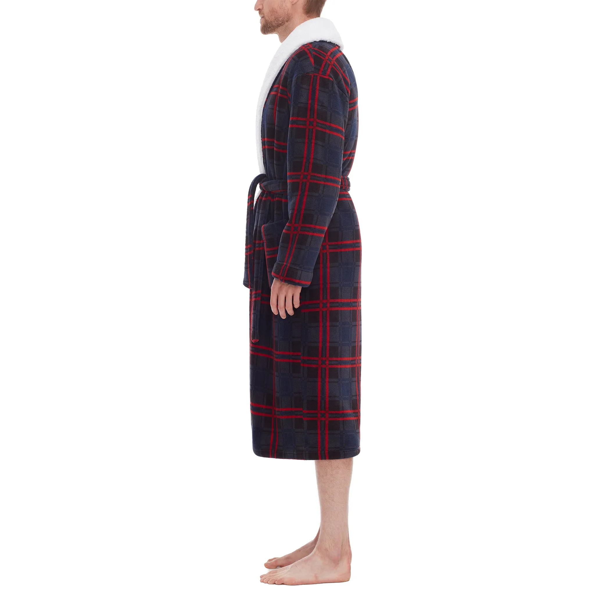 Shawl Robe With Faux Shearling Interior