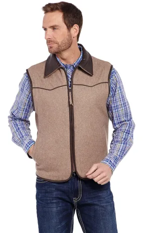 SIDRAN MENS ZIP FRONT WOOL MELTON VEST WITH FAUX LEATHER TRIM STYLE CR38866-F18-18