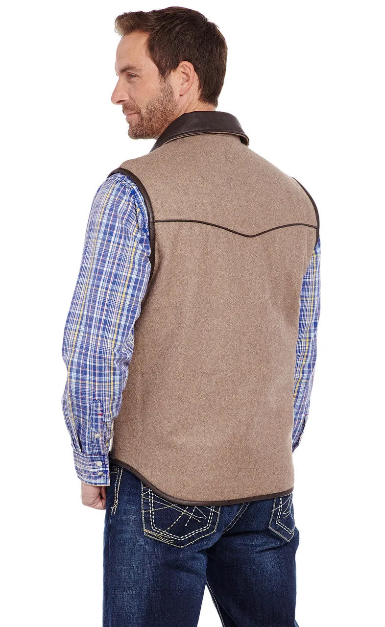SIDRAN MENS ZIP FRONT WOOL MELTON VEST WITH FAUX LEATHER TRIM STYLE CR38866-F18-18