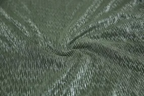 Silver Foil on Olive Foil Print Pleated Knit Fabric