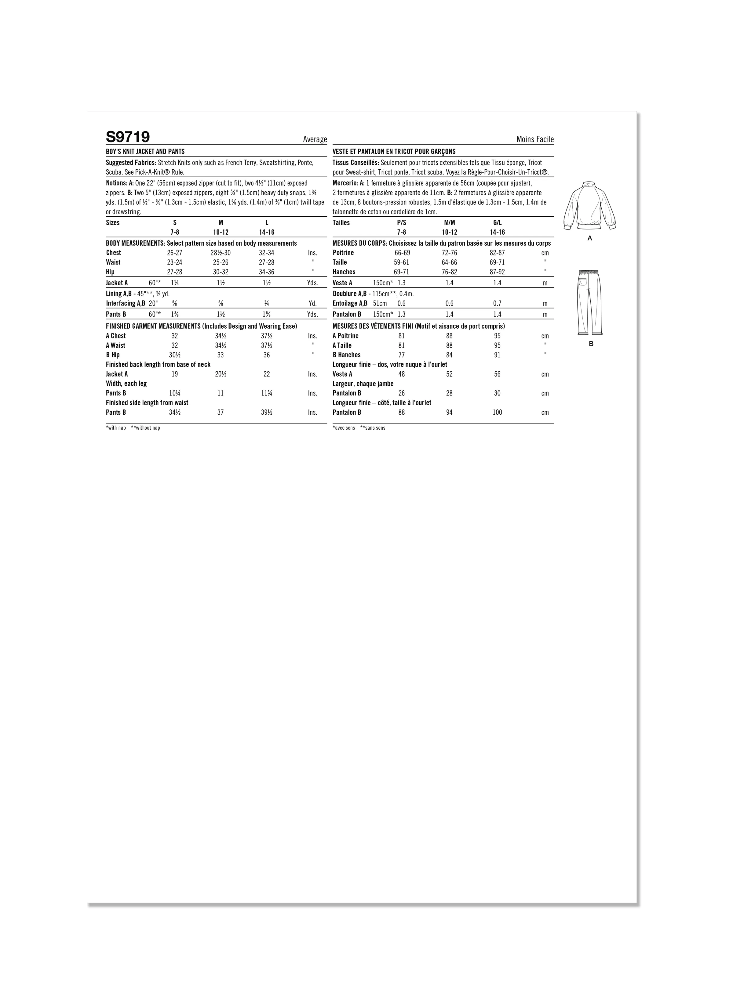 Simplicity Pattern SS9719 Girl/Boy Sportswear