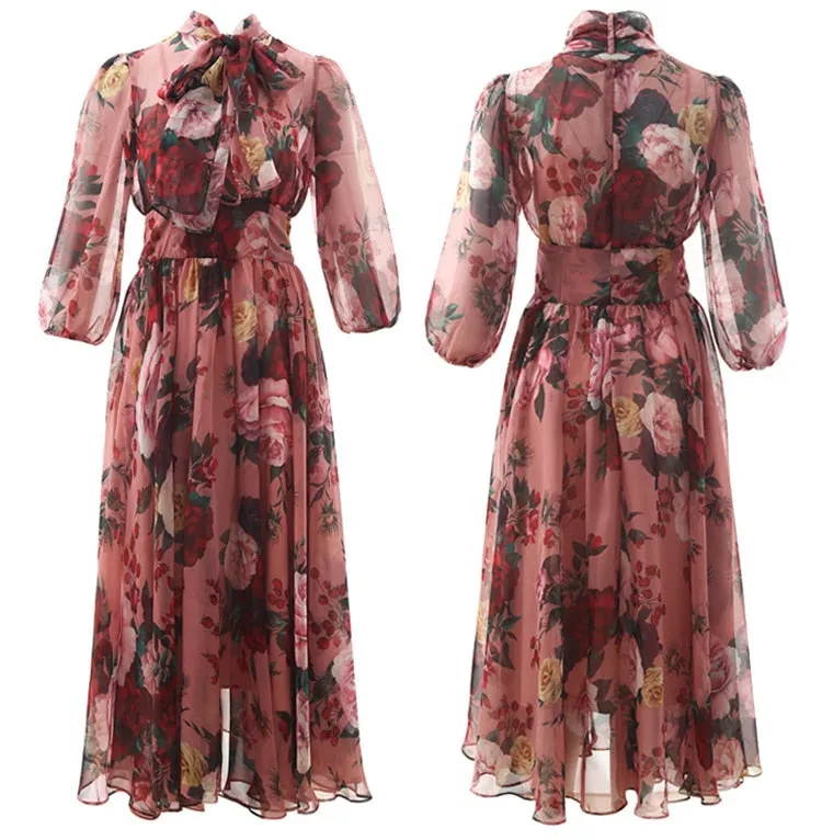 Sky Runway Floral Print Dress
