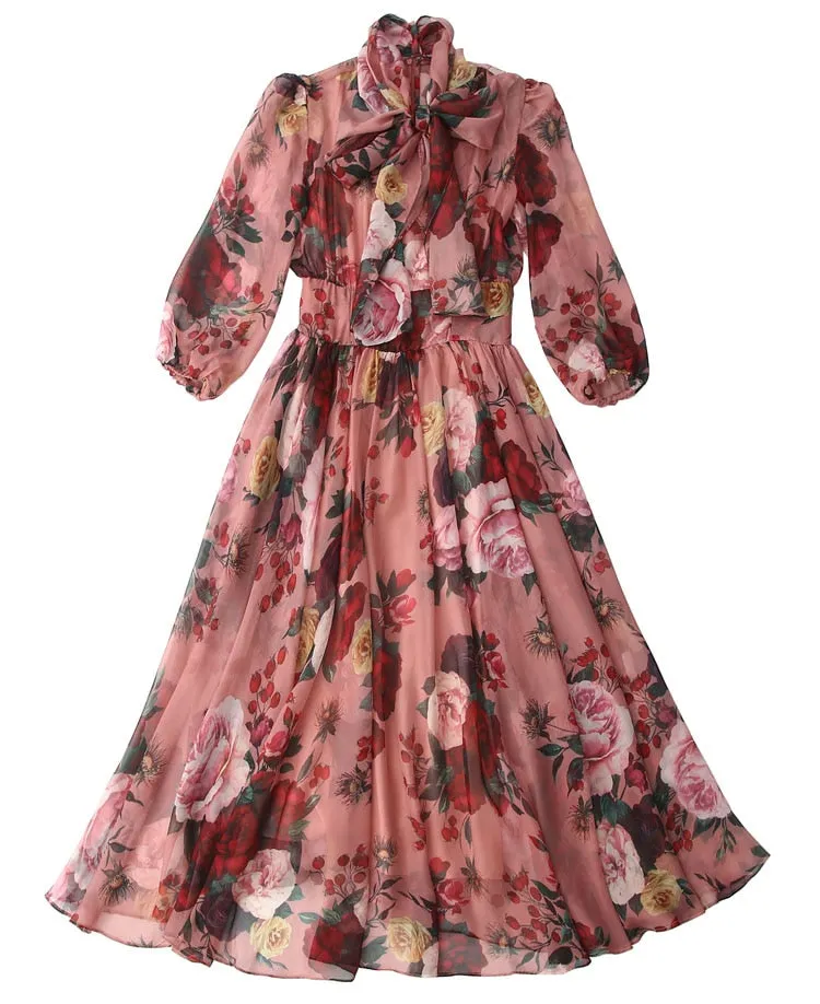 Sky Runway Floral Print Dress