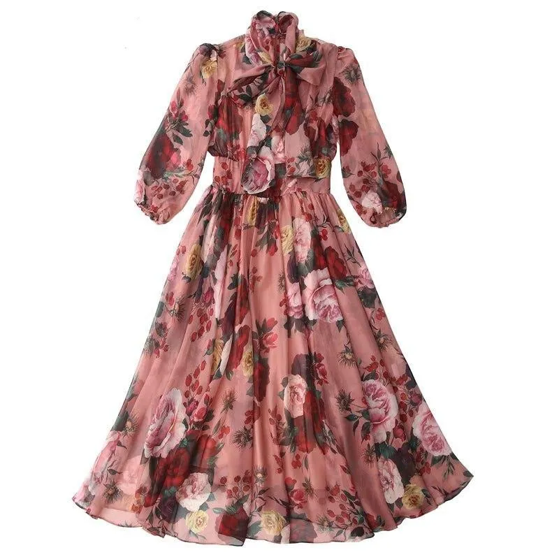 Sky Runway Floral Print Dress