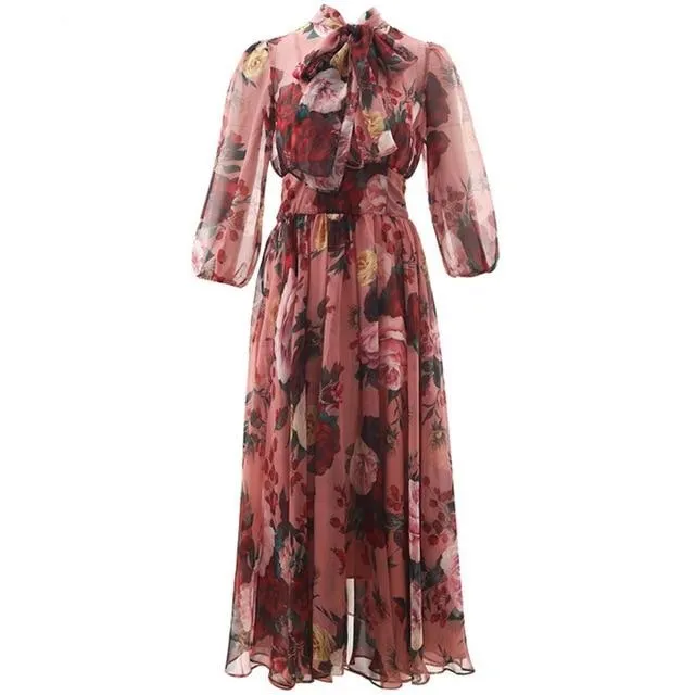 Sky Runway Floral Print Dress