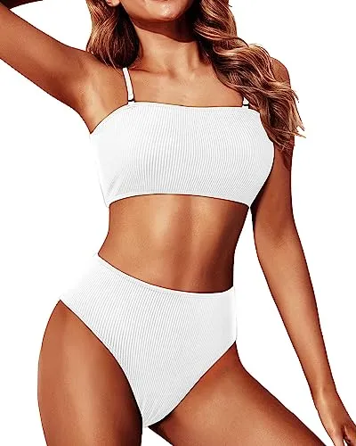 Strapless High Waisted Thong Bikini Set