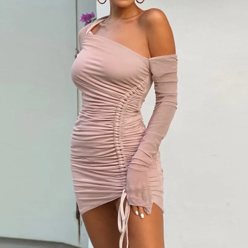 Strapless off shoulder Pleated Dress