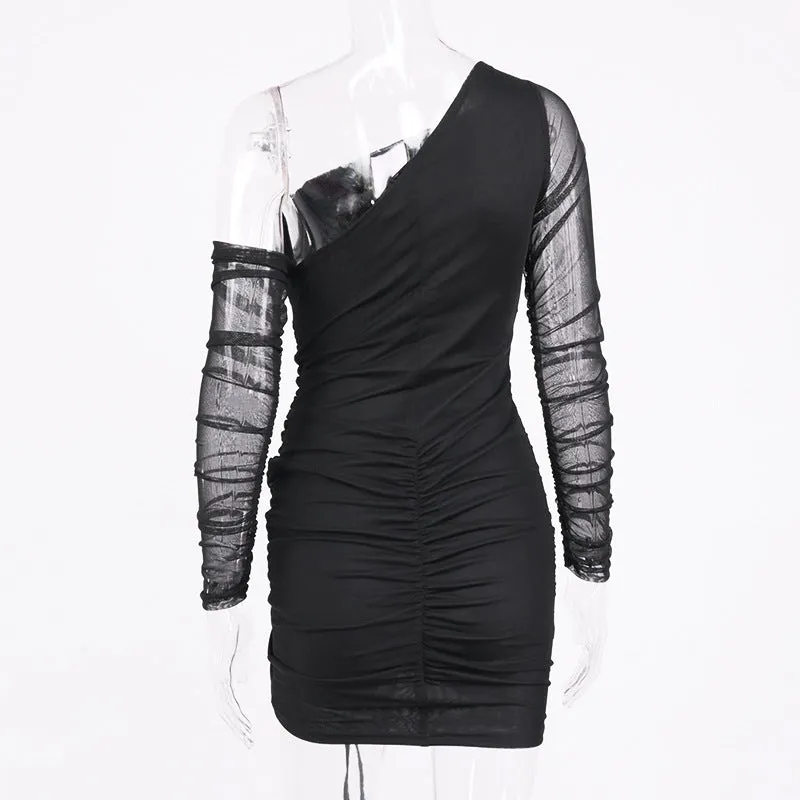 Strapless off shoulder Pleated Dress