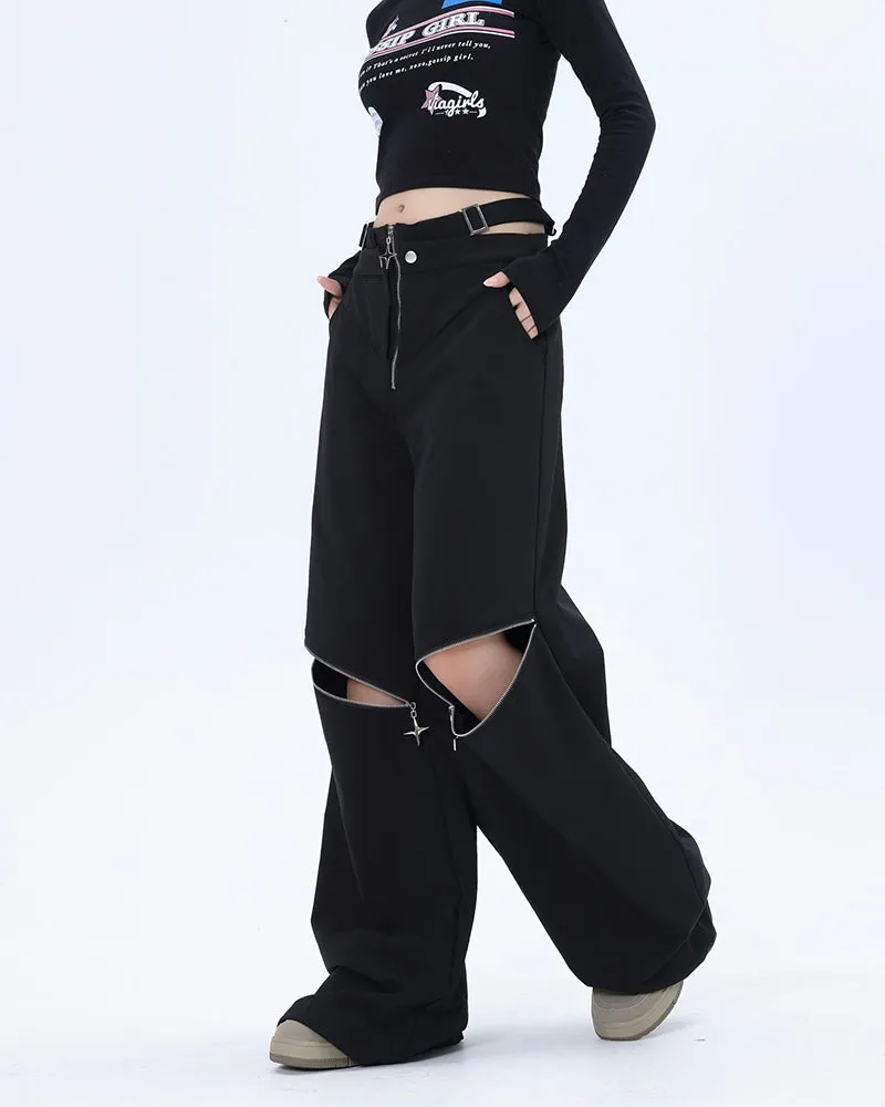 Streetwear Dual-wearable Zippered Cargo Pants