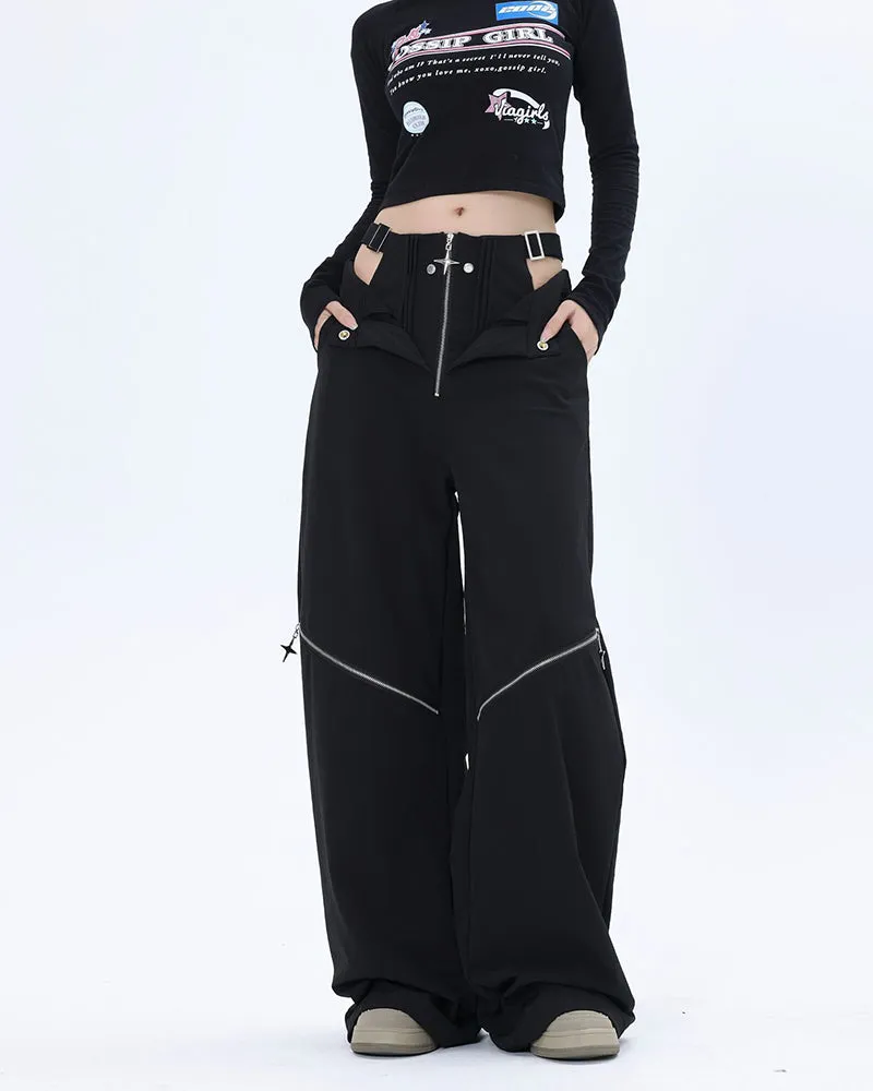 Streetwear Dual-wearable Zippered Cargo Pants