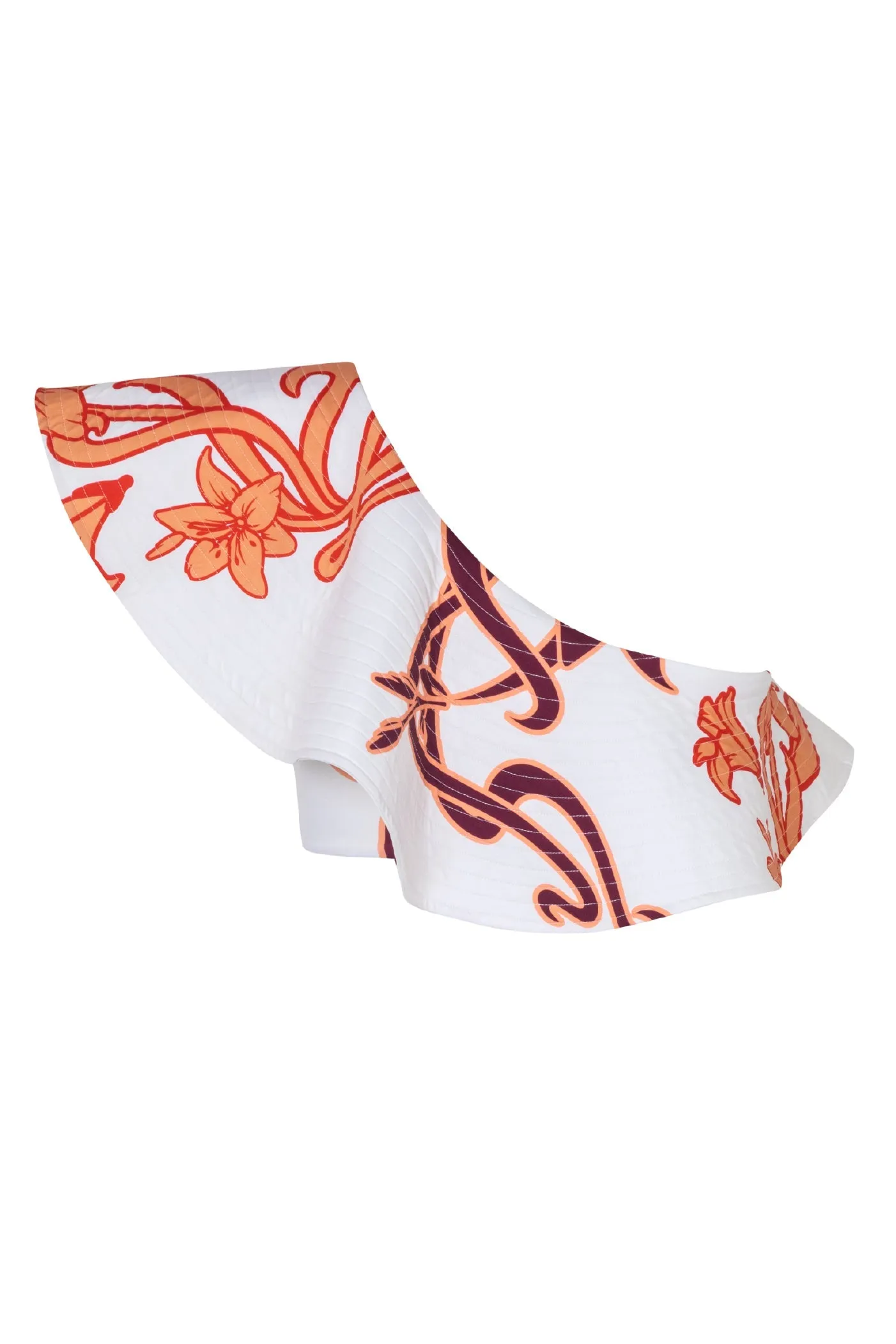 Sunset Waves Top / White lilies in Salmon and Violet - Ivory