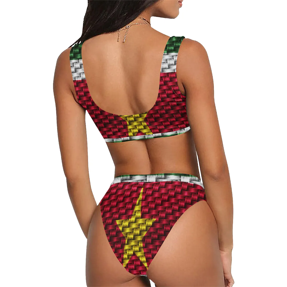 SURINAME FLAG Sport Top & High-Waisted Bikini Swimsuit